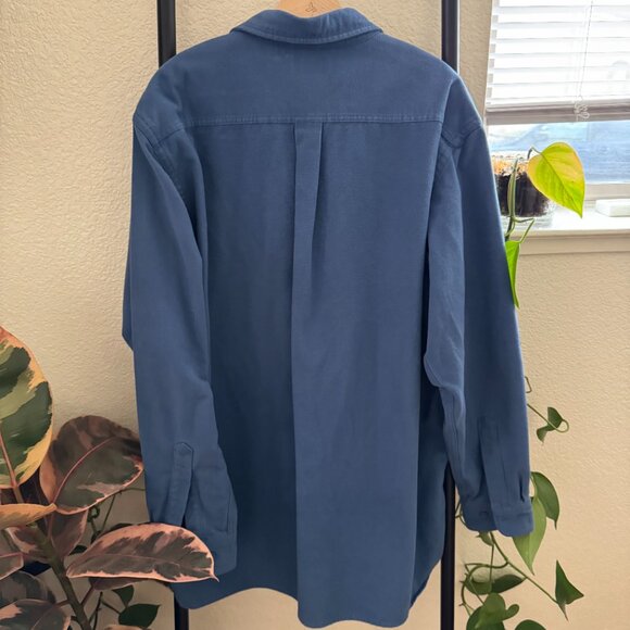 L.L. Bean Perfectly Worn-In Blue Flannel Shacket Size XL Tall - Picture 4 of 5